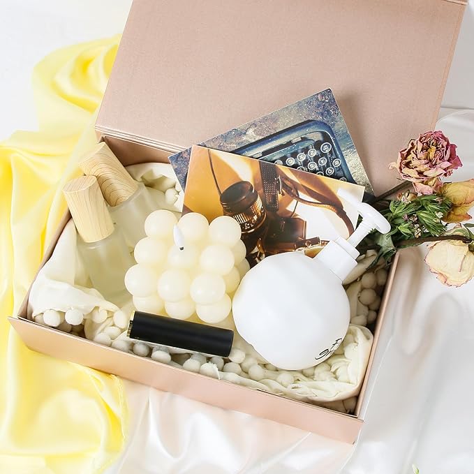 Aimyoo Gold Magnetic Gift Boxes with Lids 10.5x7x3 in, Medium Bridesmaid Groomsman Proposal Box, Rectangle Collapsible Box for Present Graduation Birthday Storage 5 Pack