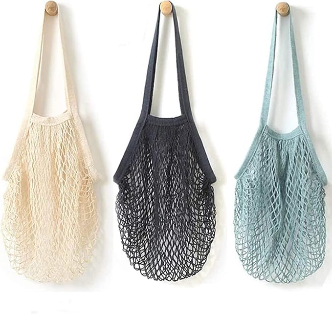 YOYI YOYI Reusable Produce Bags Cotton Mesh Grocery Bags,Washable Portable Vegetable Bag, 100% Cotton Mesh String Organizer Shopping Bag Handle Net Tote