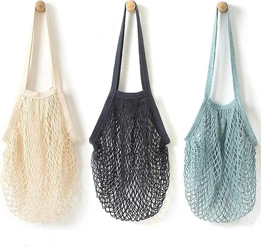 YOYI YOYI Reusable Produce Bags Cotton Mesh Grocery Bags,Washable Portable Vegetable Bag, 100% Cotton Mesh String Organizer Shopping Bag Handle Net Tote