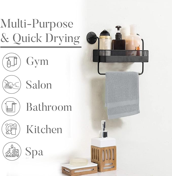 DAN RIVER 12-Pack Premium 100% Cotton Highrise Face Towels – Reusable Face Towel Set, Absorbent & Soft Wash Towels for Bathroom & Body – Hand and Face Towels, 550 GSM (12x12 in)