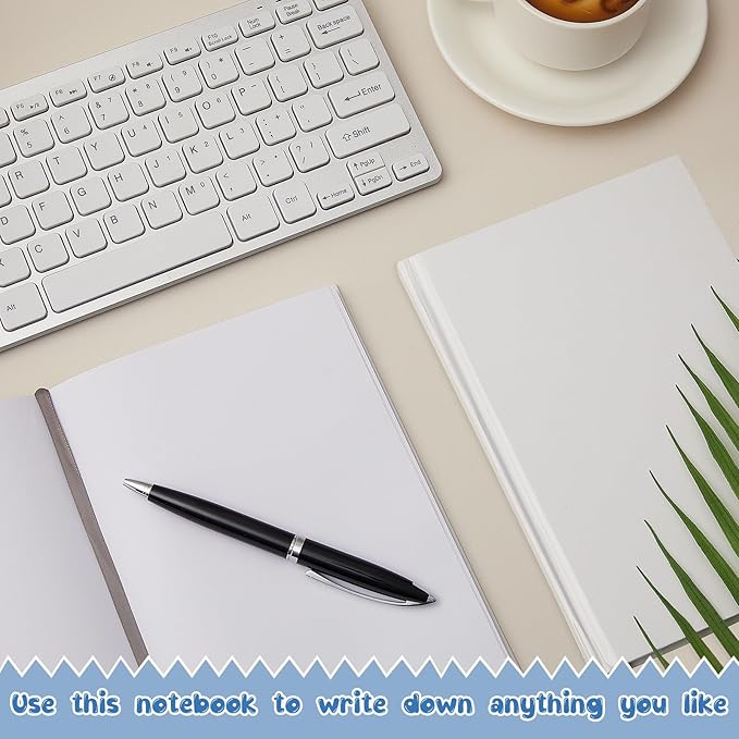 Henoyso 16 Pcs A5 Blank Notebooks Journals Bulk 100 Sheets/200 Pages Unlined Craft Notebooks Kraft Sketchbooks Hardcover for Writing Drawing for Gifts Students School Office, 8.3 x 5.7 in (White)