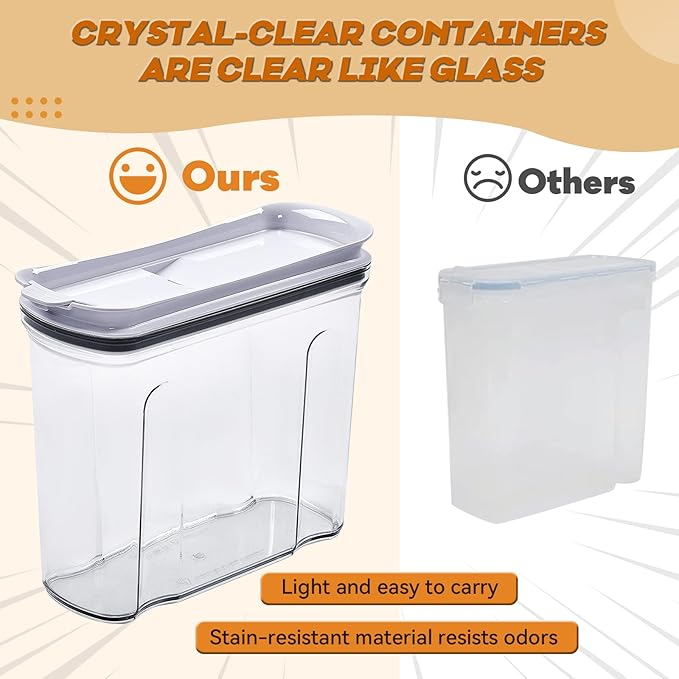 FreshKeeper Cereal Containers Storage Set, Airtight Food Storage Container with Lid 4L/135.2oz, 2PCS BPA-FREE Plastic Pantry Organization Canisters for Rice Cereal Flour Sugar Dry Food in Kitchen