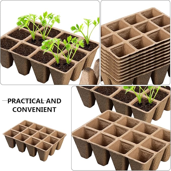 10pcs Biodegradable Paper Plant Nursery Pots Multi-Cell Seedling Trays for Gardening Herb Growing Containers Safe Planting Cups