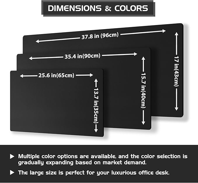 Aothia Dual-Sided Desk Pad - 37.8x17 inches Leather Desk Mat, Natural Cork Desk Pad Protector, Large Mouse Pad for Desk, Waterproof Desk Blotter Pad, Desk Writing Pad for Office Work/Home, Black