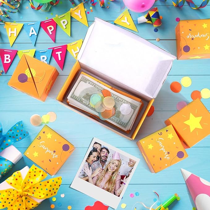 BABORUI Birthday Money Explosion Surprise Gift Box with Confetti and Cash for Women, Men and Kids