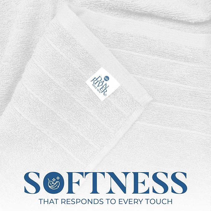 DAN RIVER Bath Towels Set of 4, 30 x 60 Inches, 100% Cotton, Larger & Lighter Weight, Quicker to Dry, Super Soft and Absorbent, Ideal Hotel Towels for Daily Use, White