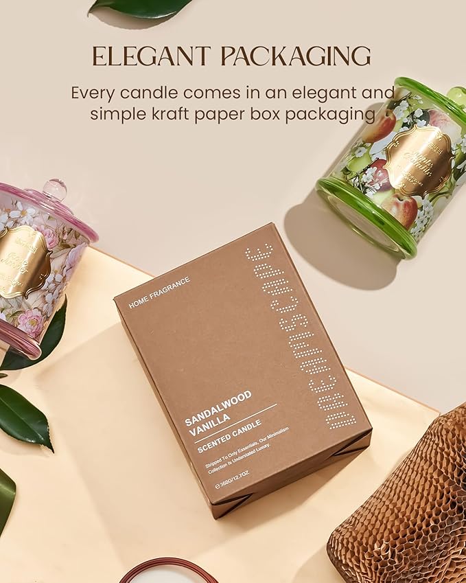 M&SENSE Jasmine Scented Candles, Organic Soy Candle 12.7oz 75 Hour Long Lasting Slow Burning, Highly Scented Good Smelling Aromatherapy Candle, Aaesthetic Candle Gift for Women