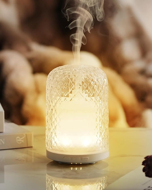 Essential Oil Diffuser – 2.4MHz Ultrasonic Aromatherapy Diffuser, Health Night Light, Timer & Auto Shut-Off, BPA-Free, 120ml Glass Oil Diffuser for Home, Office, Spa, Yoga