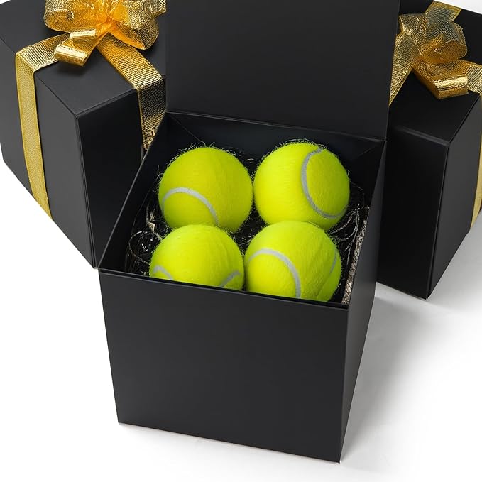 Schliersee 8x8x8 Gift Box with Lids Magnetic Closure Set of 4, Black Square Gift Wrap Boxes for Wedding, Birthday