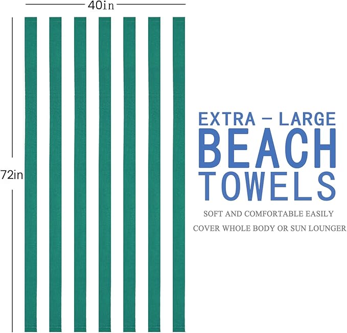 4 Packs Extra Large Beach Towel Bath Towel 72 * 40 Set Bathroom Sheets Bulk Oversized Soft Absorbent Thick XL Big Giant Microfiber Terry Blanket Clearance Turkish Toallas De Playa NOT Cotton Green