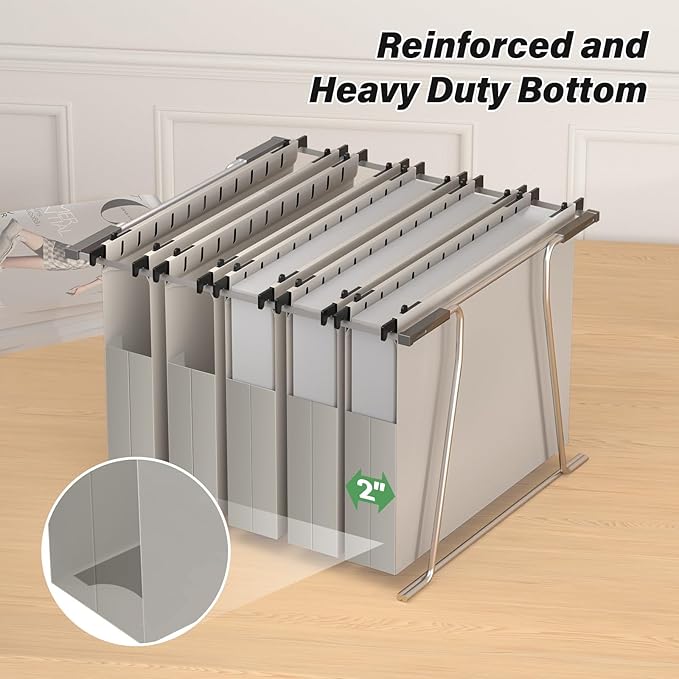 Ansook Hanging File Folders Letter Size,12 Pack Extra Capacity File Folders Hanging with Tabs,Heavy Duty 2" Expandable Hang Folder,Plastic Hanging File Organizer for Office Home,File Frame Box Folders