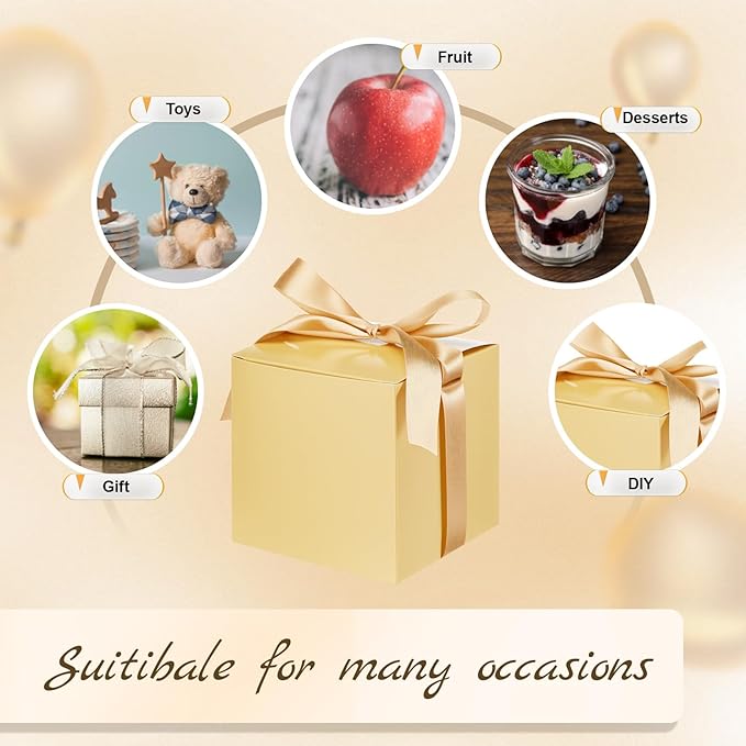 48 Pcs Christmas Gift Boxes with Ribbon Small Party Favor Boxes with Lids Mini Treat Candy Container for Wedding, Party, Birthday, Valentine's Day and More(Macaron,4 Inch)