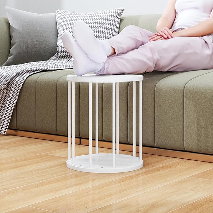 HDANI Wooden Stool Set of 2 for Kids,Adults,300lbs Load Capacity Garden Round Wood Stool,Non-Slip Small Step Stool for Plant Stand,Kitchen,Bathroom and Bedroom,White