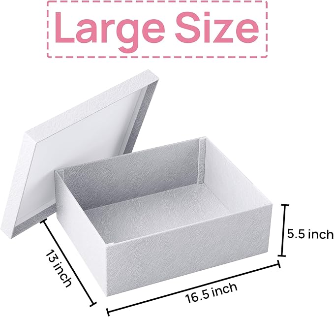 JOYIT White Gift Box 16.5''x13''x5.5'' - Large Gift Boxes with Lid for Presents Packaging, Birthday, Christmas, Wedding, Anniversary, Big Gift Box with Ribbon, Shred Filler, Card, Wax Seal (White)