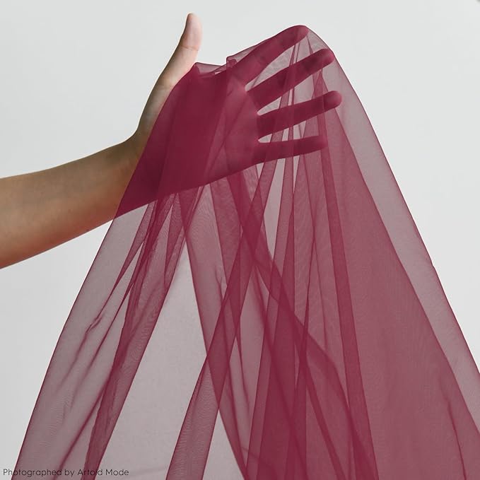 Artoid Mode 6PCS Burgundy Gauze Table Runner 120 Inch 10FT, Seasonal Sheer Kitchen Dining Holiday Wedding Birthday Baby Shower Table Decor for Home Party