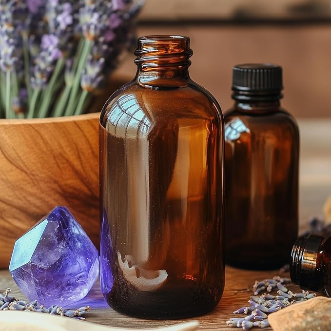 15 Pack 16oz Amber Glass Boston Round Bottles with Phenolic Polycone Caps – Airtight, Leak-Proof Brown Glass Containers for Kombucha Brewing, Storing Condiments, Essential Oils, and Homemade Solutions