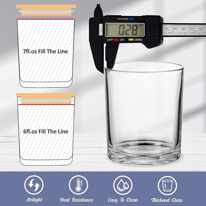 30 Pack Glass Candle Jars -7oz Clear Empty Candle Jars with Bamboo Airtight Lid, Bulk Candle Containers for Making Candles, 7 Fl.oz