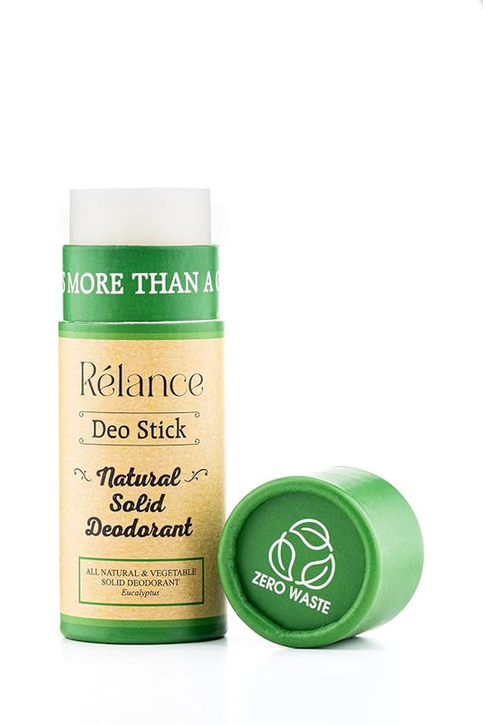 Relance Natural Solid Deodorant, Zero Waste, All Natural Vegetable, Eucalyptus and Orange Patchouli Scents, with Eco-Conscious Packaging (Eucalyptus)