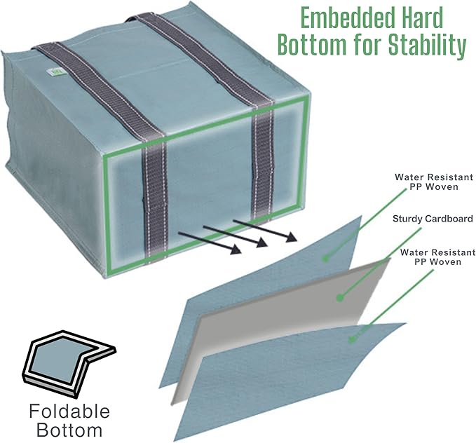 VENO 4 Pack Reusable Grocery Bags, Heavy-Duty Shopping Bags with Handles, Bags for Shopping Cart with Hard Bottom to Stand Upright, Foldable, Multi-Purpose(Light Blue, 4 Pack)