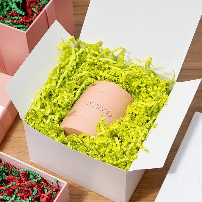 Mefleet 2 LB Crinkle Cut Paper Shred Filler Light Green Crinkle Shredded Paper for Gift Box - Gift Basket Bag Filler - Grass Cushion Stuffing for Christmas Holiday Packaging Wrapping