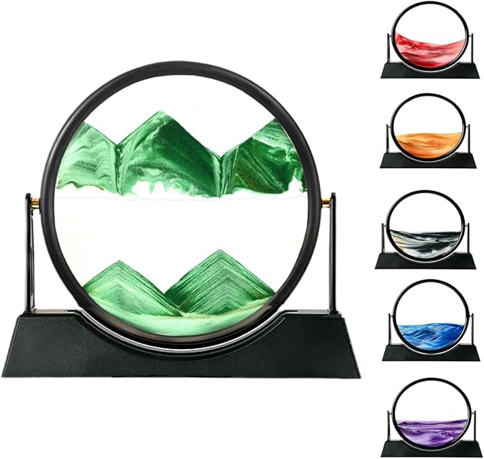 ZSDSZDZY Moving Sand Art Picture Liquid Motion, 3D Quicksand Décor, Deep Sea Sandscapes with Display Flowing Sand Frame for Relaxing, Desktop Office Home Decoration (Green)