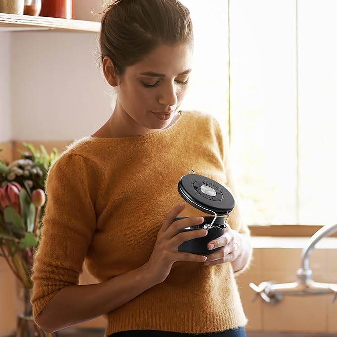 Coffee Canister, Airtight Coffee Container with Date Tracker Lid, Stainless Steel Canister for Kitchen Food Storage (Gary, 9oz)