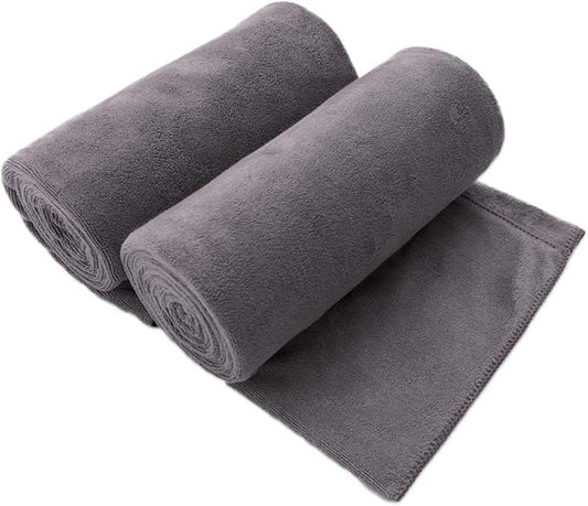 JML Microfiber Bath Towel 2 Pack(30" x 60"), Oversized Thick Towels, Soft, Super Absorbent and Fast Drying, No Fading Multipurpose Use for Sports, Travel, Fitness, Yoga, 30 in 60 in, Grey Count