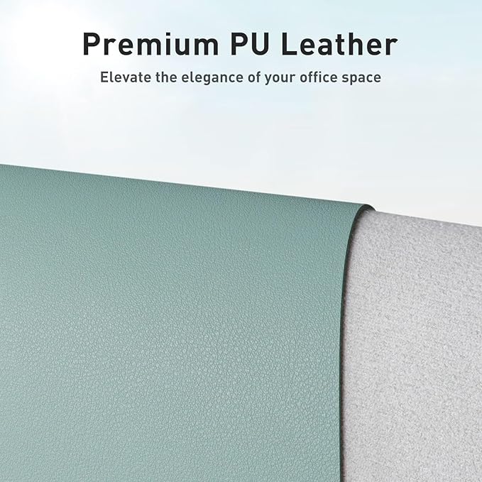 Aothia Faux Leather Desk Mat – Large Mouse Pad, Non-Slip PU Leather Blotter, Waterproof Writing Surface for Office and Home (Light Blue, 47.2" x 23.6")