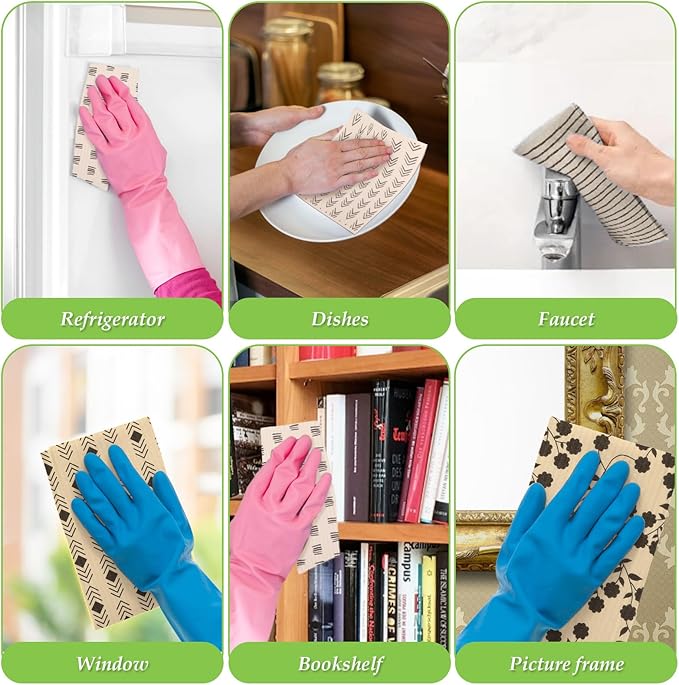 Lucomb 10 Pack Swedish Dishcloths with Hook, Eco-Friendly Reusable Paper Towels Washable Cellulose Sponge Swedish Dish Cloths for Kitchen Counter Cleaning