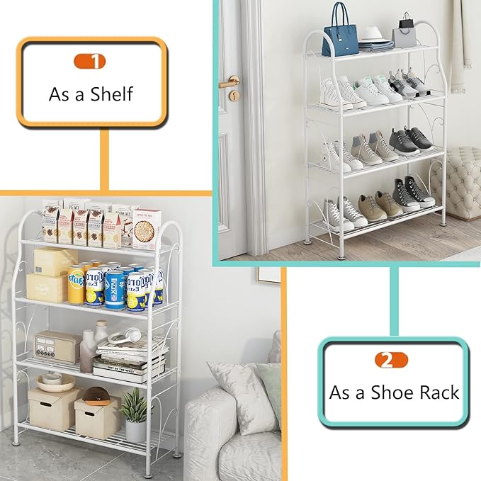 SORCEDAS Plant Stand Indoor Outdoor Plant Shelf 4 Tier Metal Corner Flower Stand Multiple Holder for Patio Garden Balcony Living Room, White