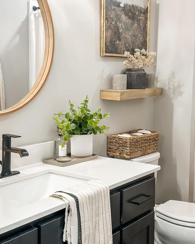 Small Fake Eucalyptus for Decorative Trays,9.5" Artificial Eucalyptus Ceramic Potted Plants for Office Desk,Faux Greenery Plant for Home Bathroom Floating Shelves Decor(Green)