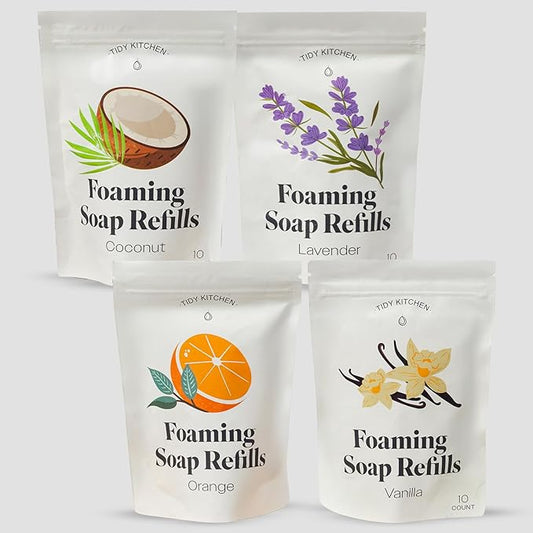 Foaming Hand Soap Tablets – Rich, Moisturizing Hand Soap Refills, Works with Dispensers, Variety Pack, 10 Count, 4 Pack