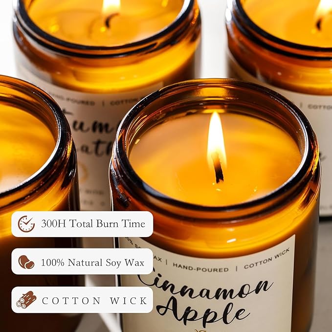 Holiday Candle Gift Set for Women – 6 Pack 7oz Winter Scented Soy Candles, Long Lasting Aromatherapy Christmas Gifts for Her, Perfect for Home Décor, Vanilla, Cinnamon & Cedar Scents