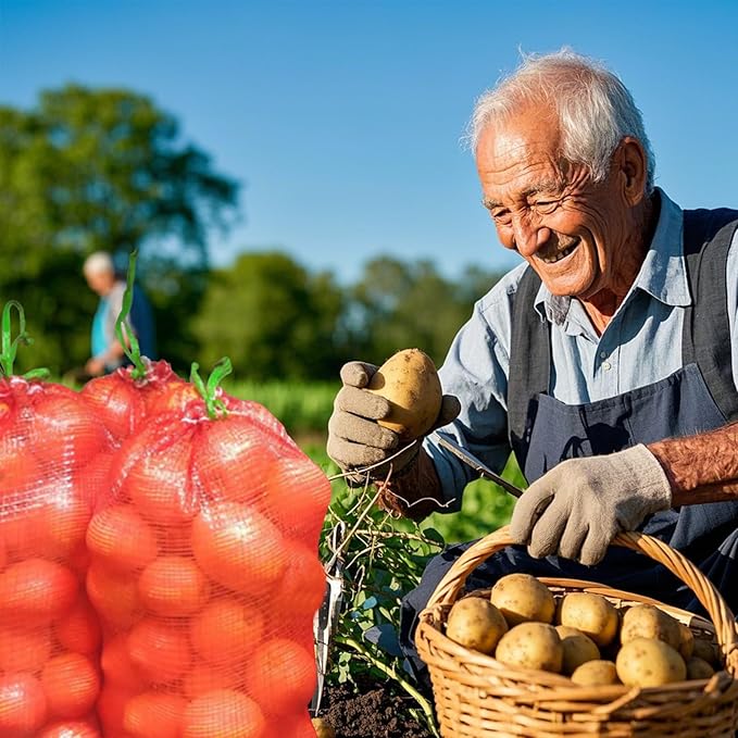 10 Pack Mesh Onion Bags, 11"×18" Reusable Vegetable Produce Bags 10LB with Drawstring for Onions Vegetables Crawfish Citrus Firewood (10, 11''*18'')
