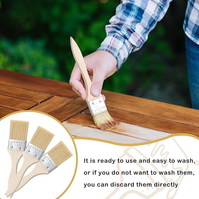 Nuogo 120 Pieces Chip Brushes 2 Inch Bulk Bristle Paint Wooden Stain Brushes for Paint, Glues, Varnish, Art and Crafts Supplies