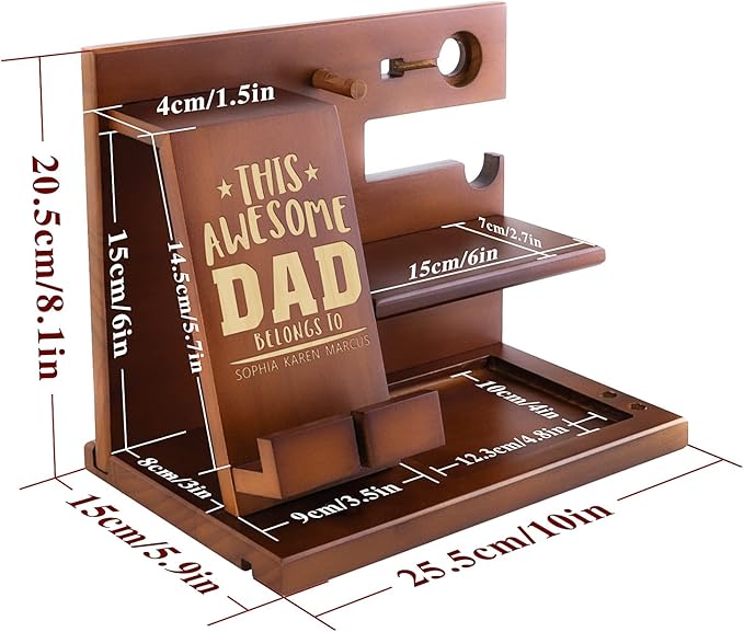 awofer Custom Gifts For Dad Docking Station Personalized Fathers Day Gift From Son Daughter Kids Wooden Engraved Best Dad Gifts Dads Bonus Dad Step Dad Birthday Christmas Ideas（Multiple Styles）