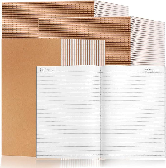 60PCS A5 Lined Composition Notebooks Bulk, 8.3x5.5 Inches Lined Paper Journaling Notebooks, 60 Pages Lined Kraft Notebook Set for Work, School, Student,Kids and Writing