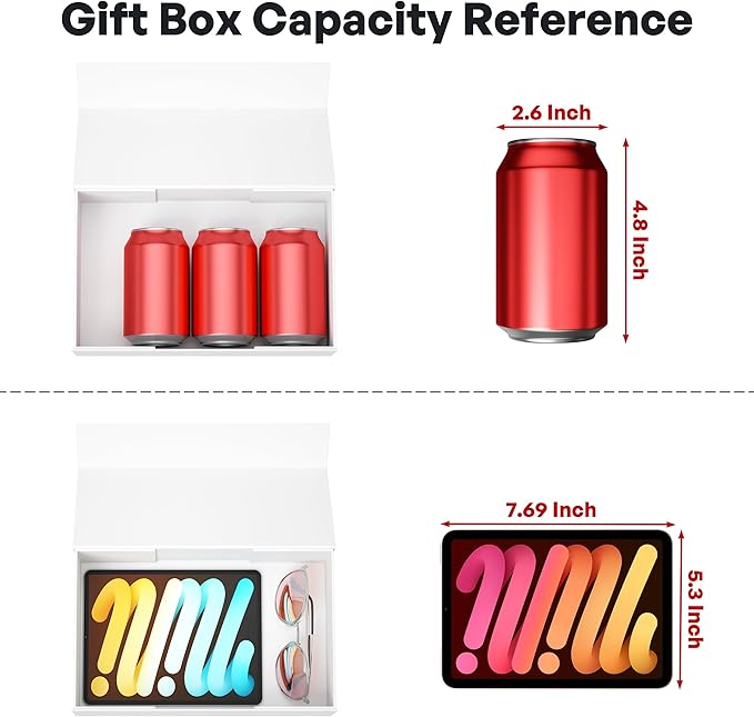 5 Pack White Gift Box, 9.5x6x3'' Gift boxes for Presents with Lids Magnetic Closure Rectangle Collapsible for Bridesmaid Proposal Box, Wedding, Christmas, Halloween, Birthday Gift Packging