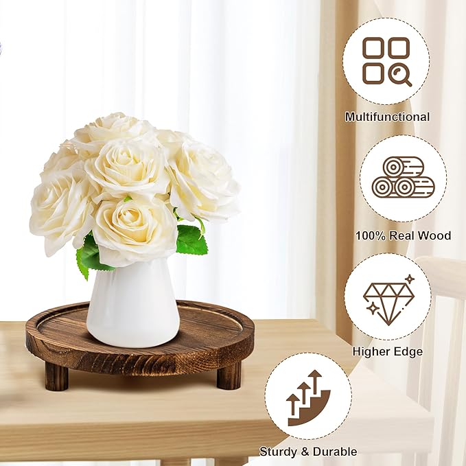 3 Pcs Wood Plant Stand Indoor , Round Wooden Risers for Decor 6/8/10" Wooden Display Stand Flower Pot Holder Small Planter Stand, Display Stand for Succulents, Home Decor(Natural)