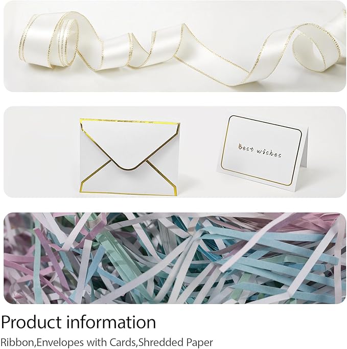 Rinrda Extra Large Gift Box 16.5x13x5.5 inches,White Gift Boxes with Lids for Presents,Perfect for Birthday,Valentine's Day,Christmas,Anniversaries,Contains Card,Ribbon,Shredded Paper Filler.