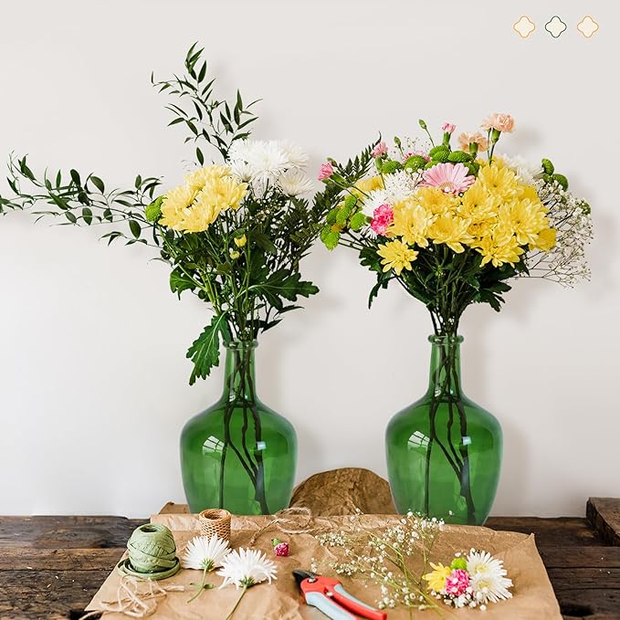 Clear Glass Vase Tall Farmhouse Vase for Branches Glass Vases for Centerpieces in Home Decoration (S-Green)