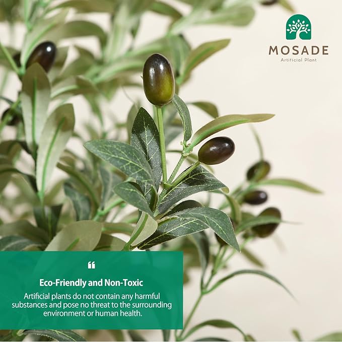 Artificial Olive Tree 6FT – Tall Faux Tree with Realistic Silk Leaves, Handmade Seagrass Basket, Low-Maintenance Large Fake Plants for Modern Office, Floor & Home Decor, Living Room, Indoor Plants