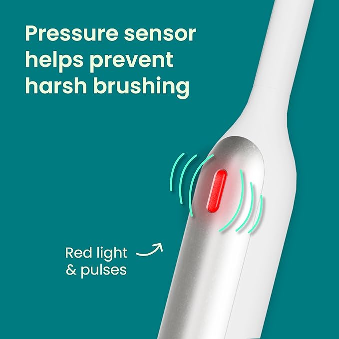 Quip Rev Oscillating Rechargeable Electric Toothbrush with Extra Brush Head - Soft Bristles, Pressure Sensor, 3 Intensities, 30-Day Battery Life, 2-Min Timer, Travel Case, Mirror Mount - Silver Cloud