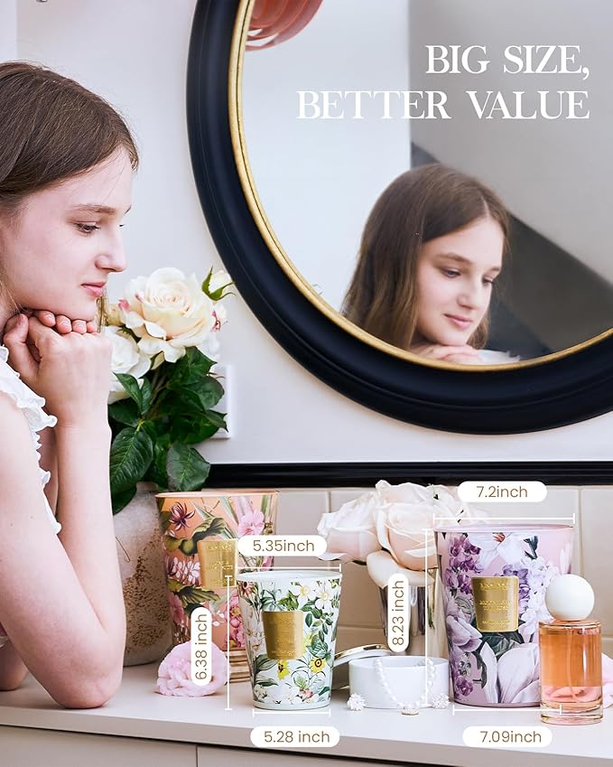 M&SENSE Strawberry Vanilla Scented Natural Soy Wax Candle, 14.1oz 60 Hours Long Lasting Slow Burning, Aromatherapy Fall Winter Festival Thanksgiving Christmas Candle for Stress Relief Home Decor