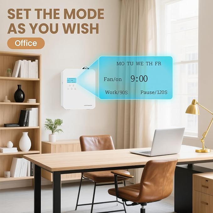 URPOWER Waterless Nebulizing Scent Diffuser 300ml Lockable Oil Bottle, Up to 3000 Sq Ft, Smart APP Control HVAC/Wall/Desktop Cold-Air Aromatherapy Machine for Home/Office/Hotel Starter Oil Included