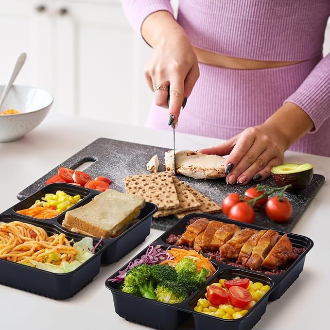 34oz 3-Compartment [1 Pallet-4950 Pack] Meal Prep Containers with Lids, Plastic Food Prep Containers Microwave, Freezer, Dishwasher Safe Leakproof Durable Food Storage Lunch Box To Go Take Out