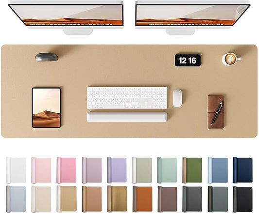 YSAGi Leather Desk Protector, Office Mat, Large Mouse Mat, Non-Slip PU Leather Blotter, Laptop Desk Mat, Waterproof Writing Pad for Office and Home (Latte, 47" x 17")