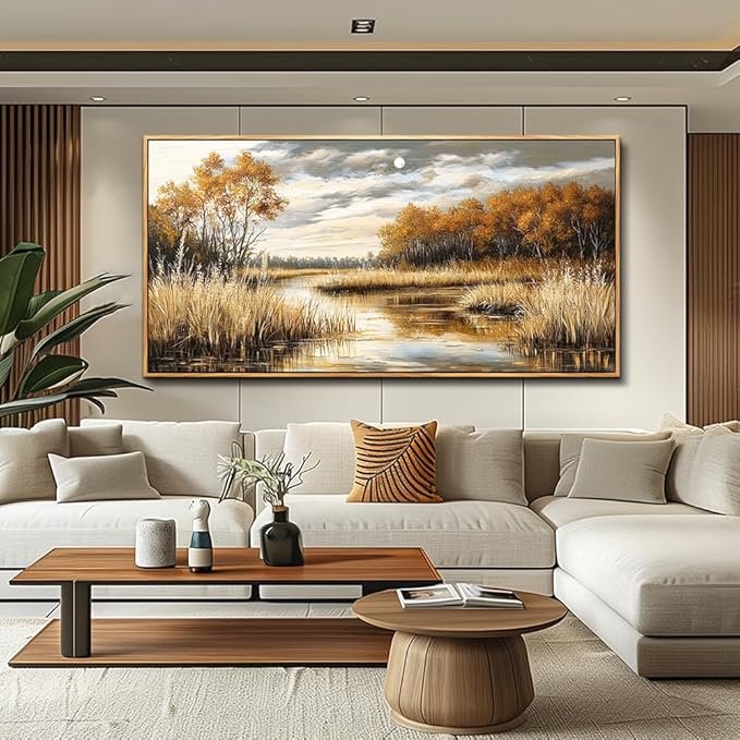 QIYILEXWART Canvas Wall Art For Living Room Large Wall Decor For Office Bedroom Decorations Trees and Rivers Landscape Pictures Farmhouse Painting Artwork Room Wall Mural Aesthetic Home Decor 30x60 In