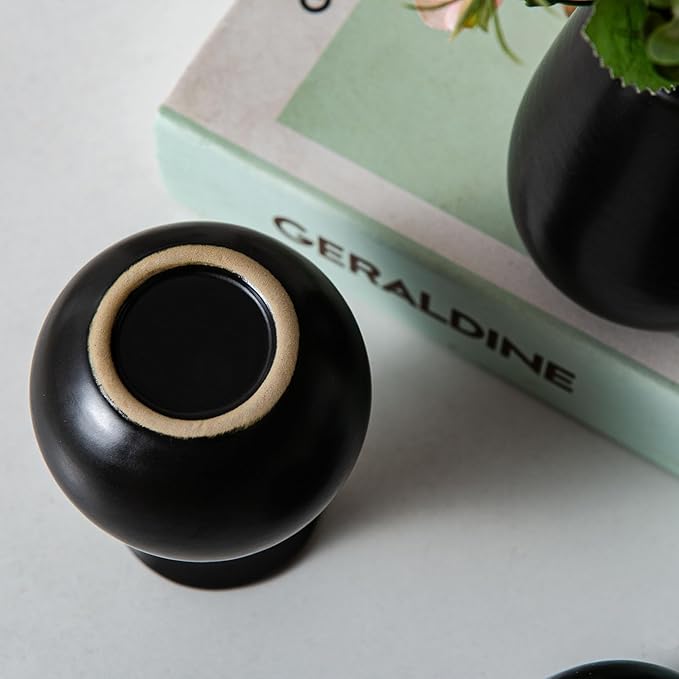 Black Ceramic Bud Vase Set of 11, Small Vases for Pampas Grass, Flowers, Mini Vases for Modern Home Decor, Minimalist Decor, for Living Room, Dining Table & Shelves