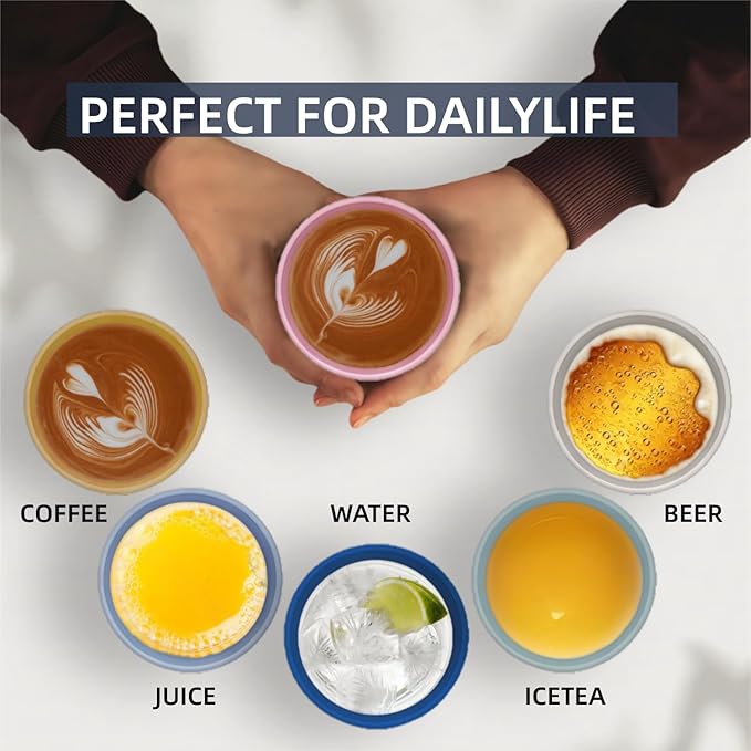 LNTPP 12oz Wheat Straw Cups, 6-Pack - Thickened Reusable & Microwave Safe, Dishwasher Friendly Eco-Cups for Home & Kitchen